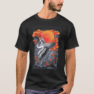 Japanese Crane Tsuru With Cherry Blossoms T-Shirt