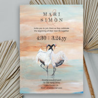 Japanese Cranes, Beige, Turquoise Wedding