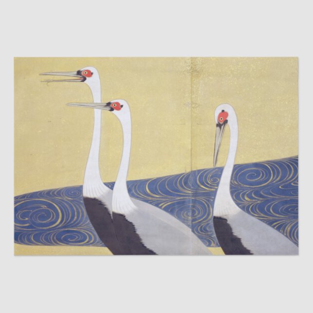 Japanese Cranes (detail), Kiitsu Tissue Paper (Front)