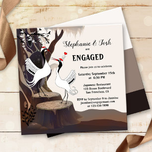 Japanese Cranes Engagement Party Invitation
