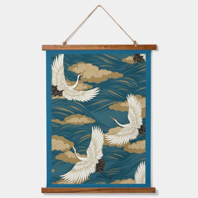 Japanese Cranes Hanging Tapestry (Front)