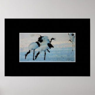 Japanese Cranes in Snow art on canvas print