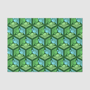 Japanese Cranes, Jade Green and Light Blue Tissue Paper