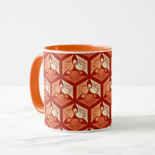 Japanese Cranes, Mandarin and Light Orange Mug