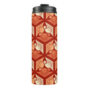 Japanese Cranes, Mandarin and Light Orange Thermal Tumbler