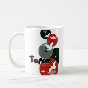 Japanese Cranes & Parasol Art Coffee Mug