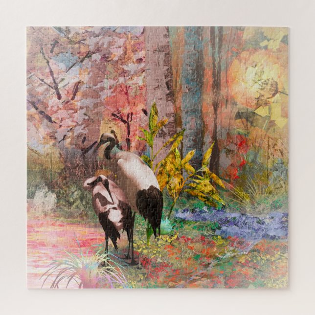 JAPANESE CRANES “Rising Sun” Jigsaw Puzzle (Vertical)