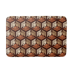 Japanese Cranes, Tan, Rust & Chocolate Brown  Bath Bath Mat