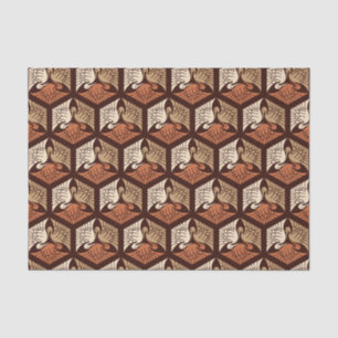 Japanese Cranes, Tan, Rust & Chocolate Brown Tissue Paper