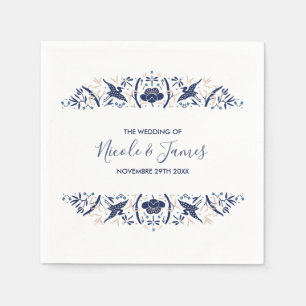 Japanese   Crested ibis Lotus Personalised Wedding Napkin