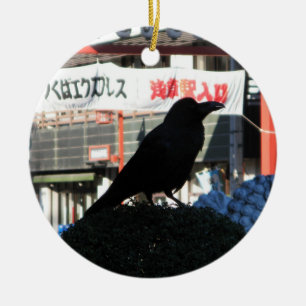 Japanese Crow Ceramic Tree Decoration