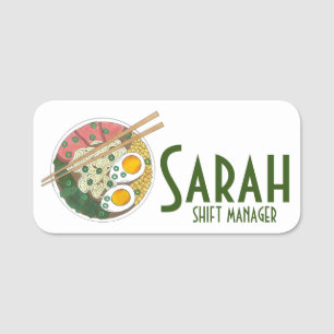 Japanese Cuisine Food Ramen Noodle Soup Bowl Name Tag