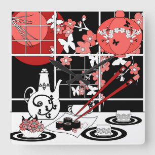 Japanese cuisine square wall clock