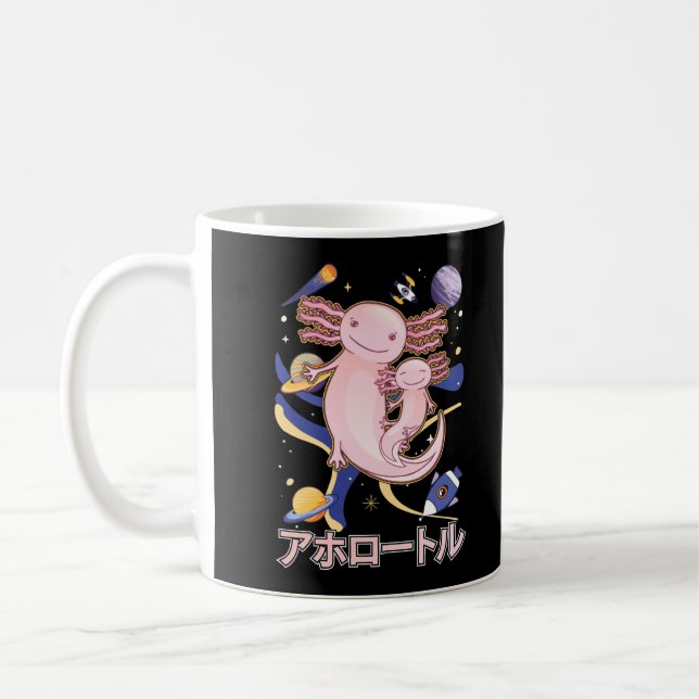 Japanese Cute Axolotl Family Galaxy Anime Coffee Mug (Left)