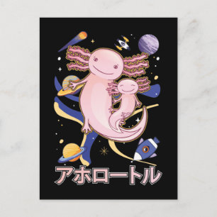 Japanese Cute Axolotl Family Galaxy Anime Postcard