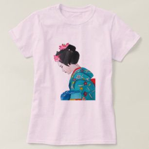 Japanese cute Geisha with cherry blossom T-Shirt