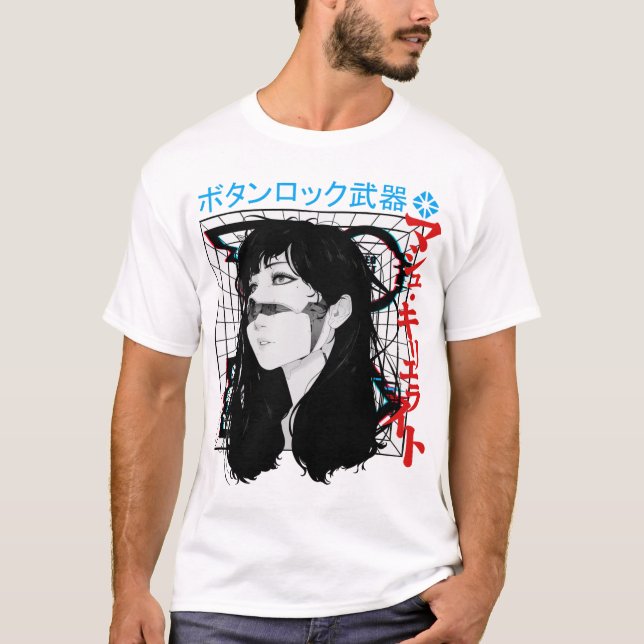 Japanese Cyberpunk Cyborg Girl  T-Shirt (Front)
