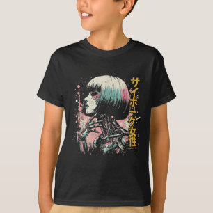 Japanese Cyborg Woman Cyberpunk Art Women Girls Ki T-Shirt