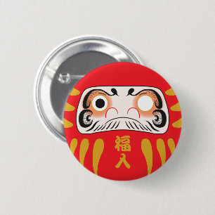 Japanese Daruma (One Eye) Button Pin