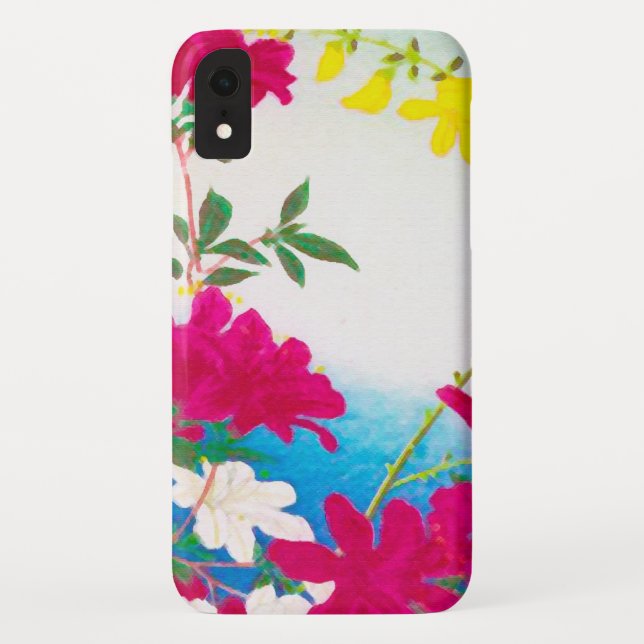 Japanese day lilies - magenta, yellow blue Case-Mate iPhone case (Back)