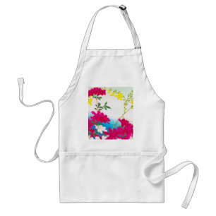Japanese day lilies - magenta, yellow blue standard apron
