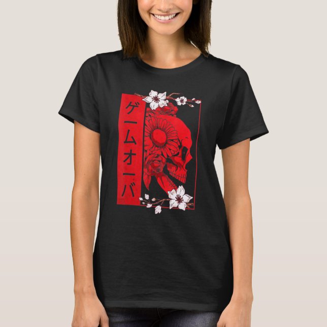 Japanese Demon Face Skull Devil Oni Harajuku Aesth T-Shirt (Front)