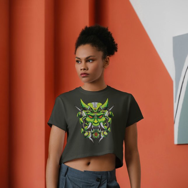 Japanese Demon Hannya Oni Mask Mecha Style T-Shirt (Creator Uploaded)