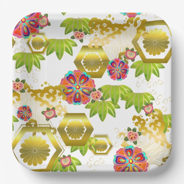Japanese design party paper plate (Front)