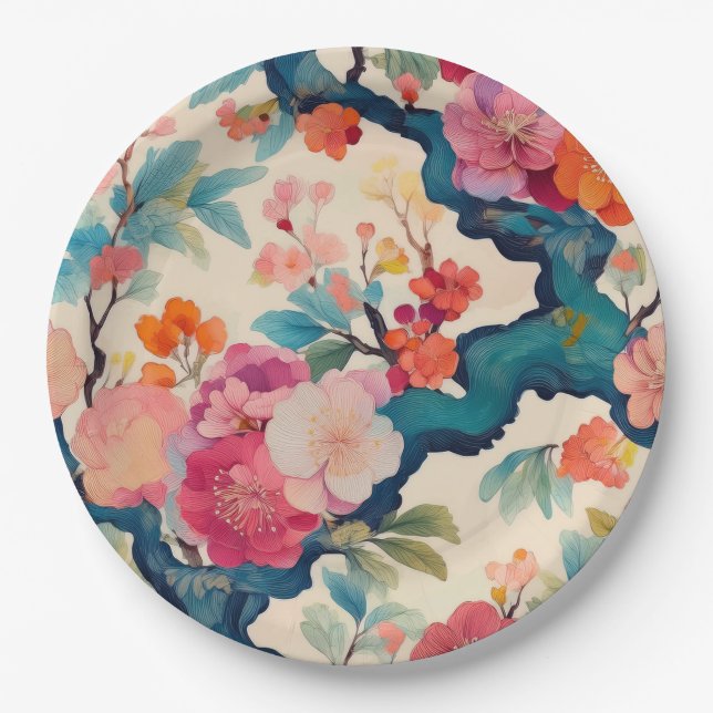 Japanese design party paper plates (Front)