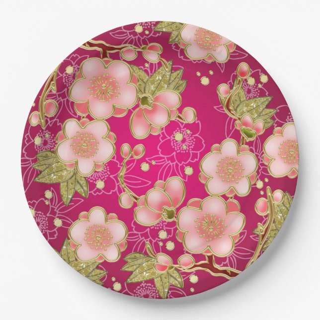 Japanese design party paper plates (Front)