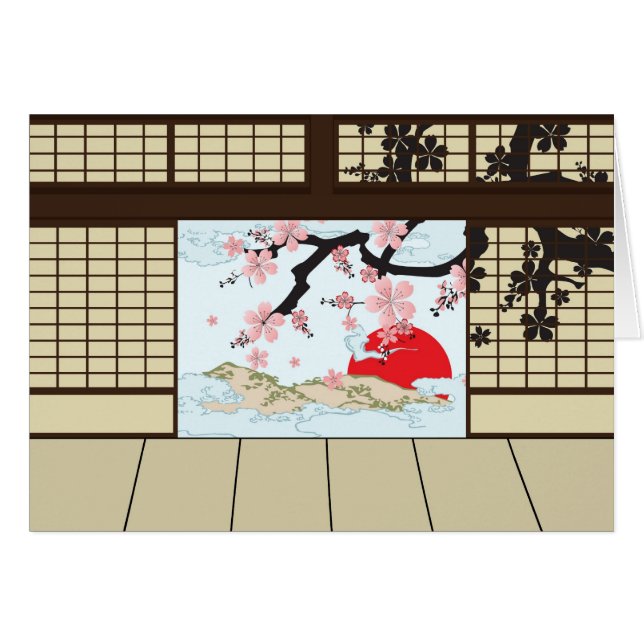 Japanese Design - Shoji View Card (Front Horizontal)