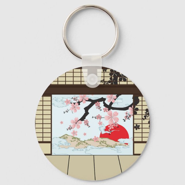 Japanese Design - Shoji View Key Ring (Front)