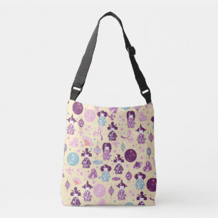 Japanese Dolls - Kokeshi pattern Crossbody Bag