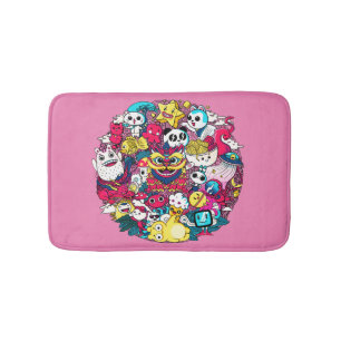 Japanese Doodle Art Bath Mat