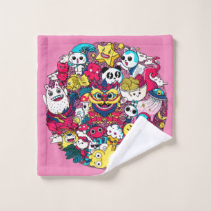 Japanese Doodle Art Wash Cloth