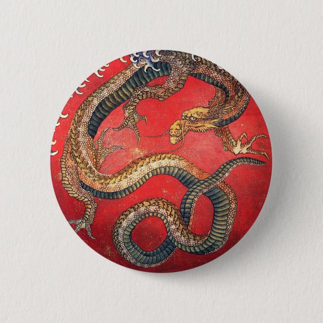 Japanese Dragon 6 Cm Round Badge (Front)