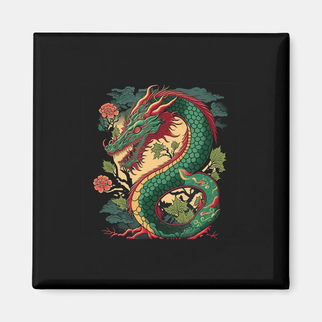 Japanese Dragon Anime Japan Chinese Dragons Tattoo Magnet (Front)