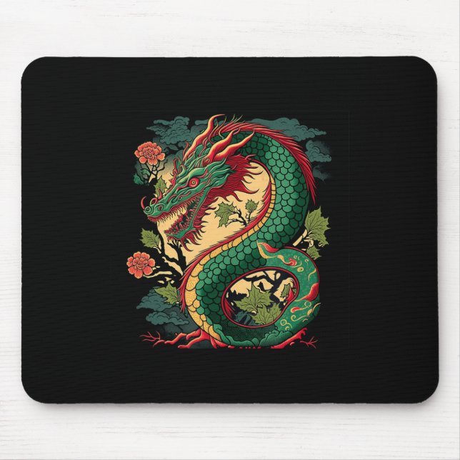 Japanese Dragon Anime Japan Chinese Dragons Tattoo Mouse Mat (Front)