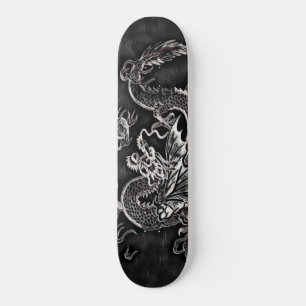 Japanese Dragon Black, Silver Vintage Deck Skateboard