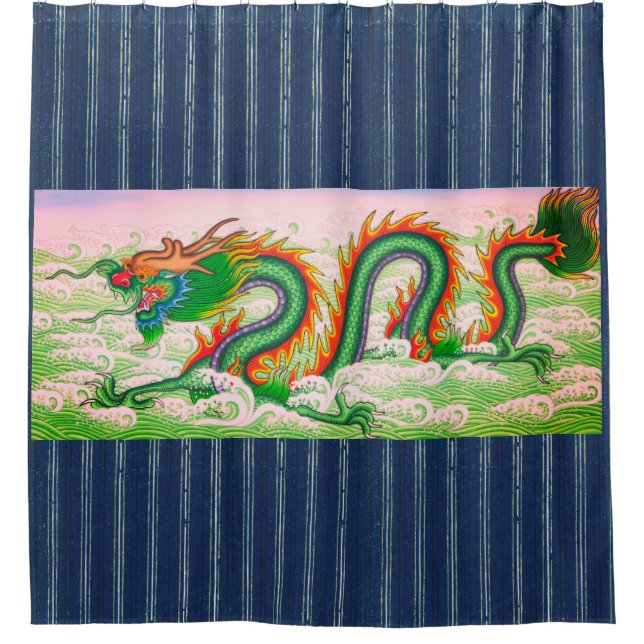 JAPANESE DRAGON BLUE Shower Curtain (Front)
