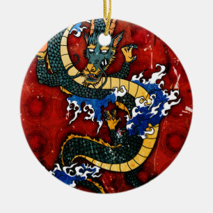 Japanese Dragon Ceramic Tree Decoration