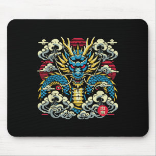 Japanese Dragon Face Clouds Vintage Anime Men Wome Mouse Mat