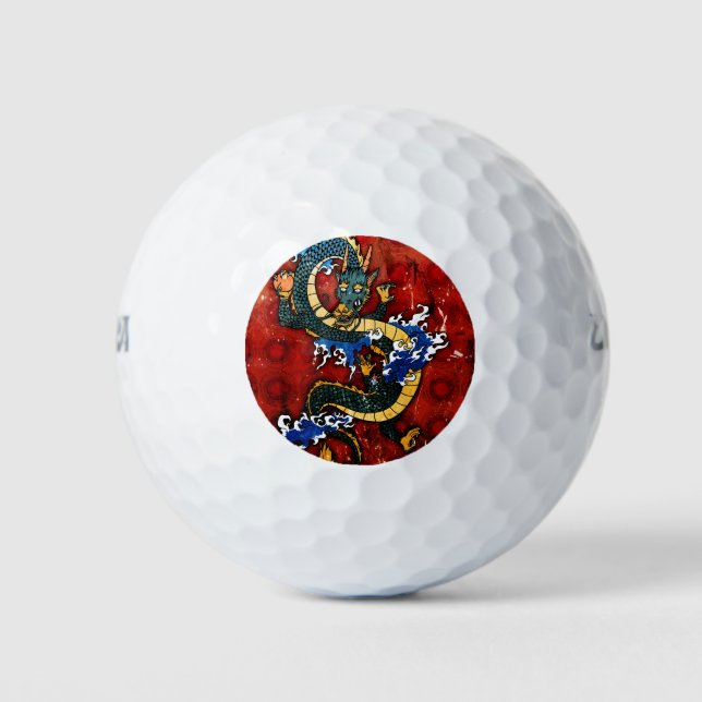 Japanese Dragon - Good Fortune Golf Balls (Front)