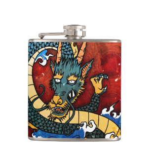 Japanese Dragon - Good Fortune Hip Flask
