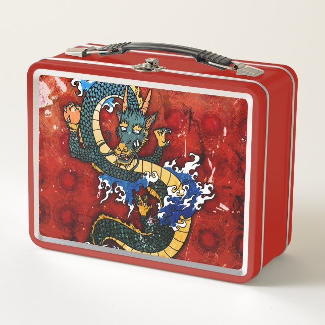 Japanese Dragon - Good Fortune Metal Lunch Box (Front)