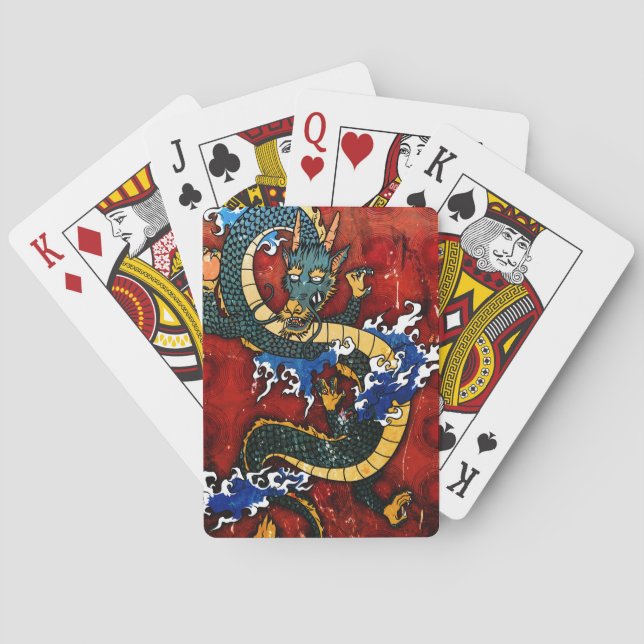 Japanese Dragon - Good Fortune Playing Cards (Back)