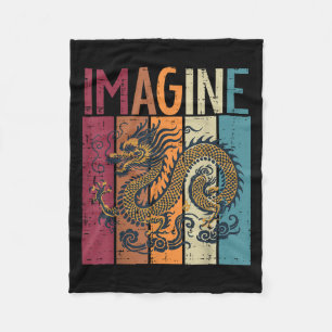 Japanese Dragon Imagine Retro Fantasy Mythical Men Fleece Blanket