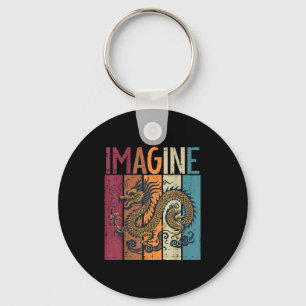 Japanese Dragon Imagine Retro Fantasy Mythical Men Key Ring