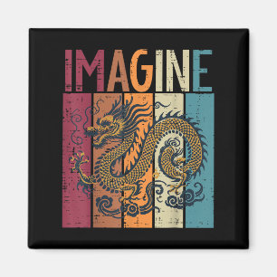 Japanese Dragon Imagine Retro Fantasy Mythical Men Magnet