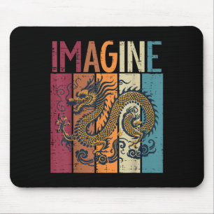 Japanese Dragon Imagine Retro Fantasy Mythical Men Mouse Mat